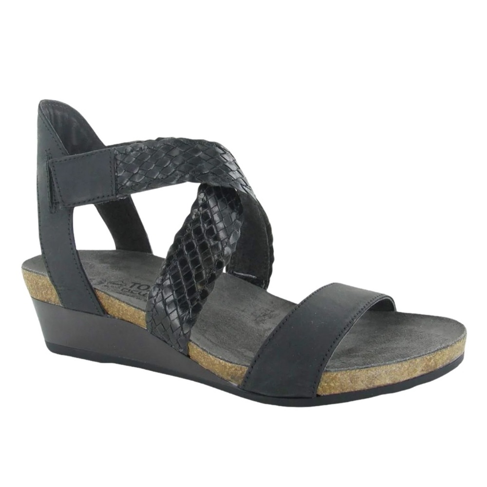 Naot Black Strappy Wedge Sandals EU 41 / 9.5-10